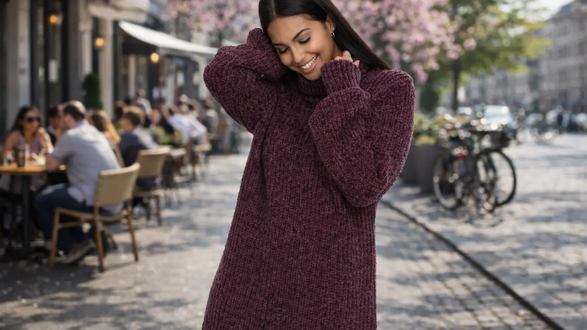 Chenille Strickkleid aus recyceltem Polyester