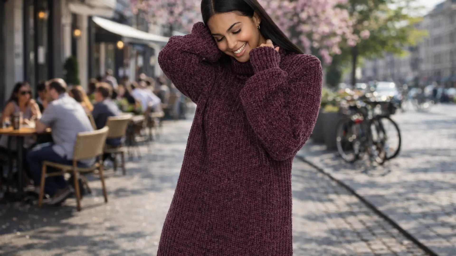 Chenille Strickkleid aus recyceltem Polyester