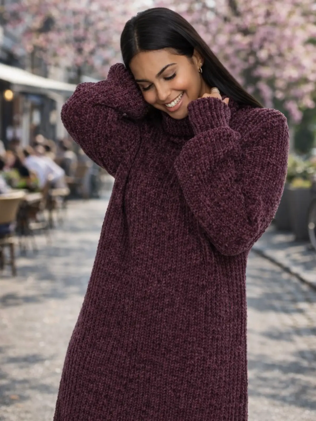 Chenille Strickkleid aus recyceltem Polyester