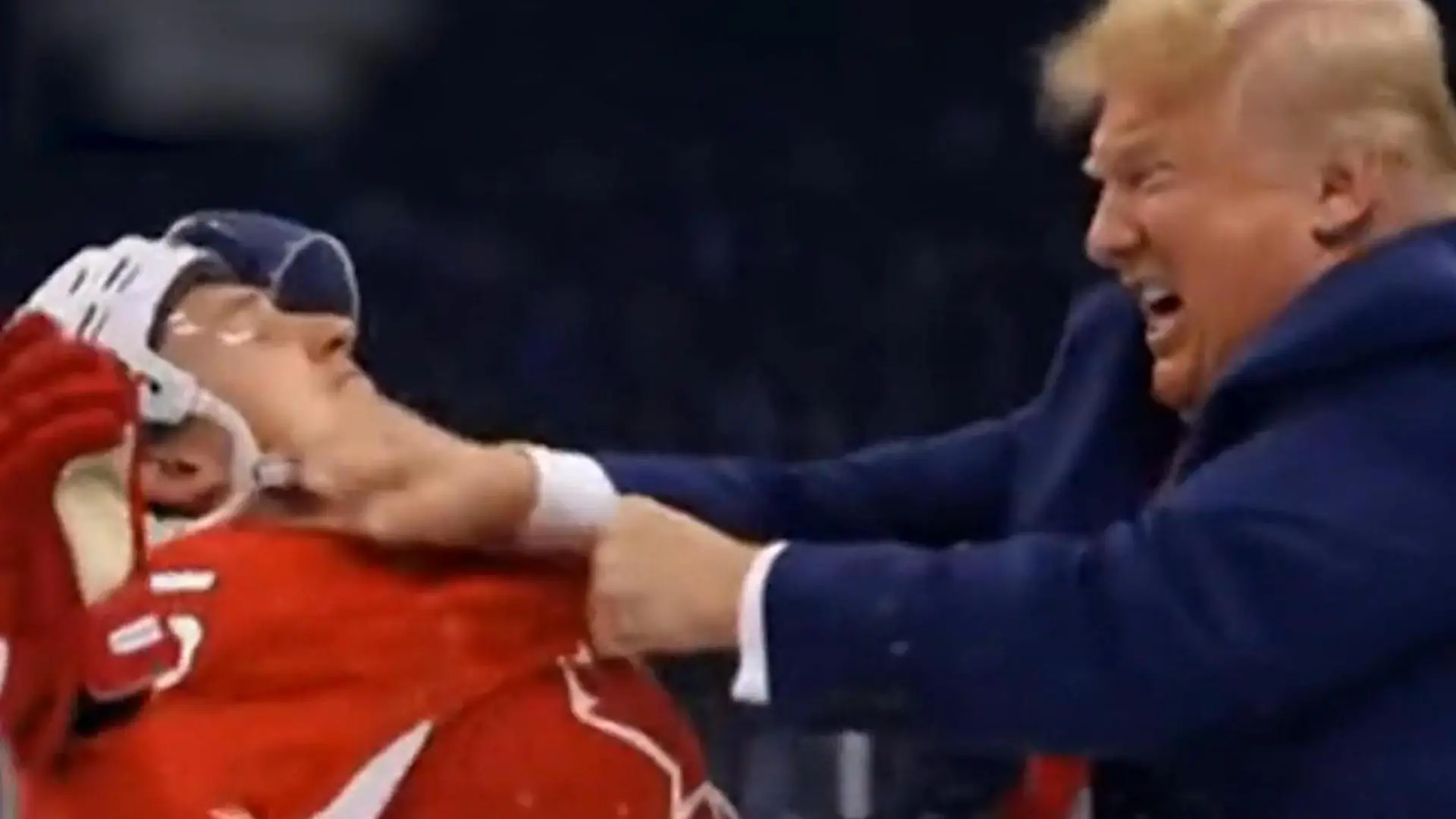 Donald Trump prügelt auf kanadischen Eishockey-Spieler ein Verstörendes KI-Video