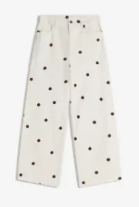 Wide-Leg-Jeans mit Tupfen