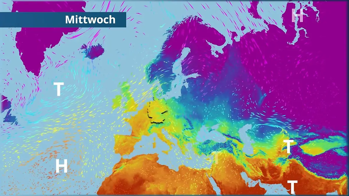 Wärme aus Süden lässt Temperaturrekorde wackeln - örtlich bis zu 23 Grad! Der Strömungsfilm für Europa für 5 Tage