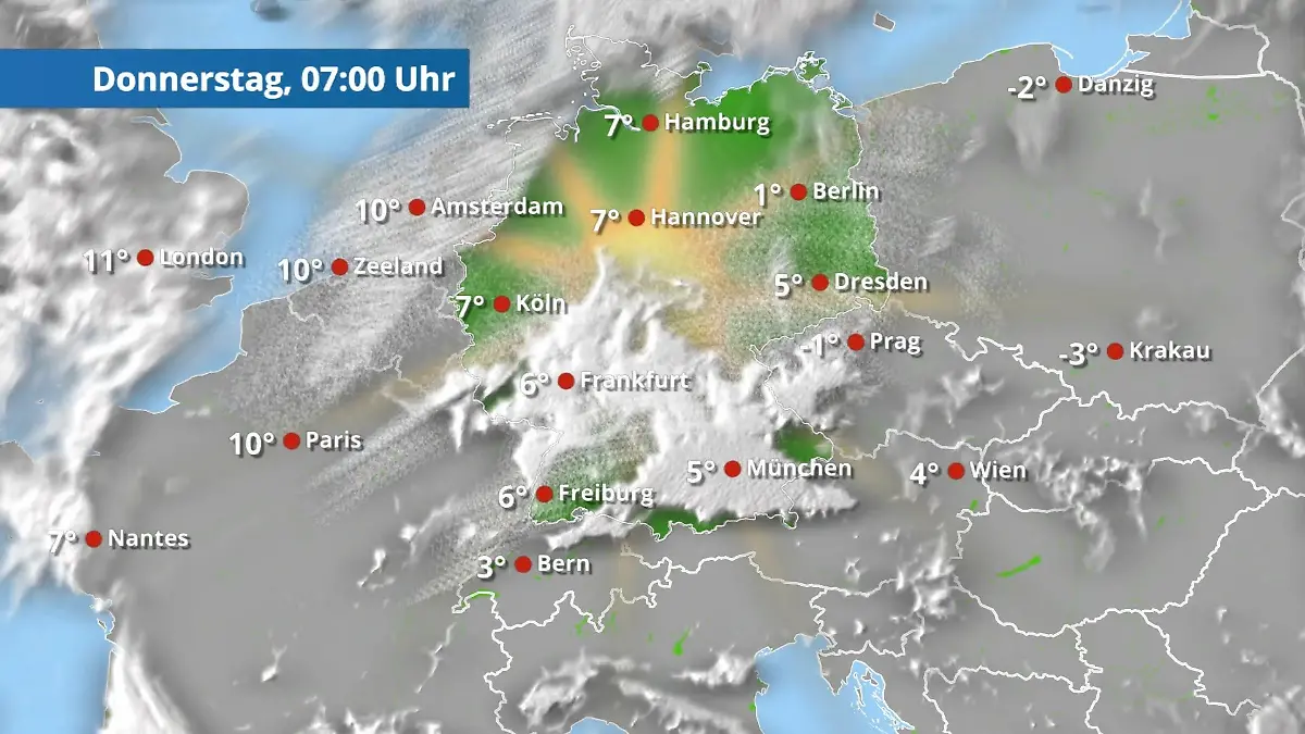 Hoch Heiko bringt viel Sonne, nur im Norden ziehen Schauer durch Der Regen- und Wolkenfilm für 48 Stunden