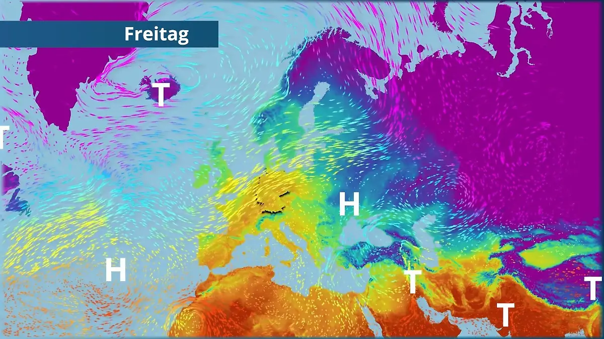 Höhepunkt der Wärme erreicht Deutschland am Freitag Der Strömungsfilm für Europa für 5 Tage