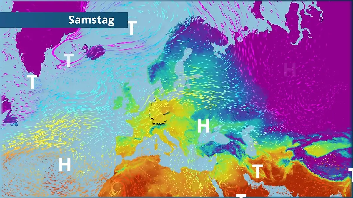 Kleine Achterbahn: Wochenende etwas kühler, dann erneut Frühlingswärme Der Strömungsfilm für Europa für 5 Tage