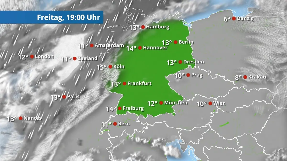 Tief Doreena schickt von Westen mehr Wolken und Regen Der Regen- und Wolkenfilm für 48 Stunden