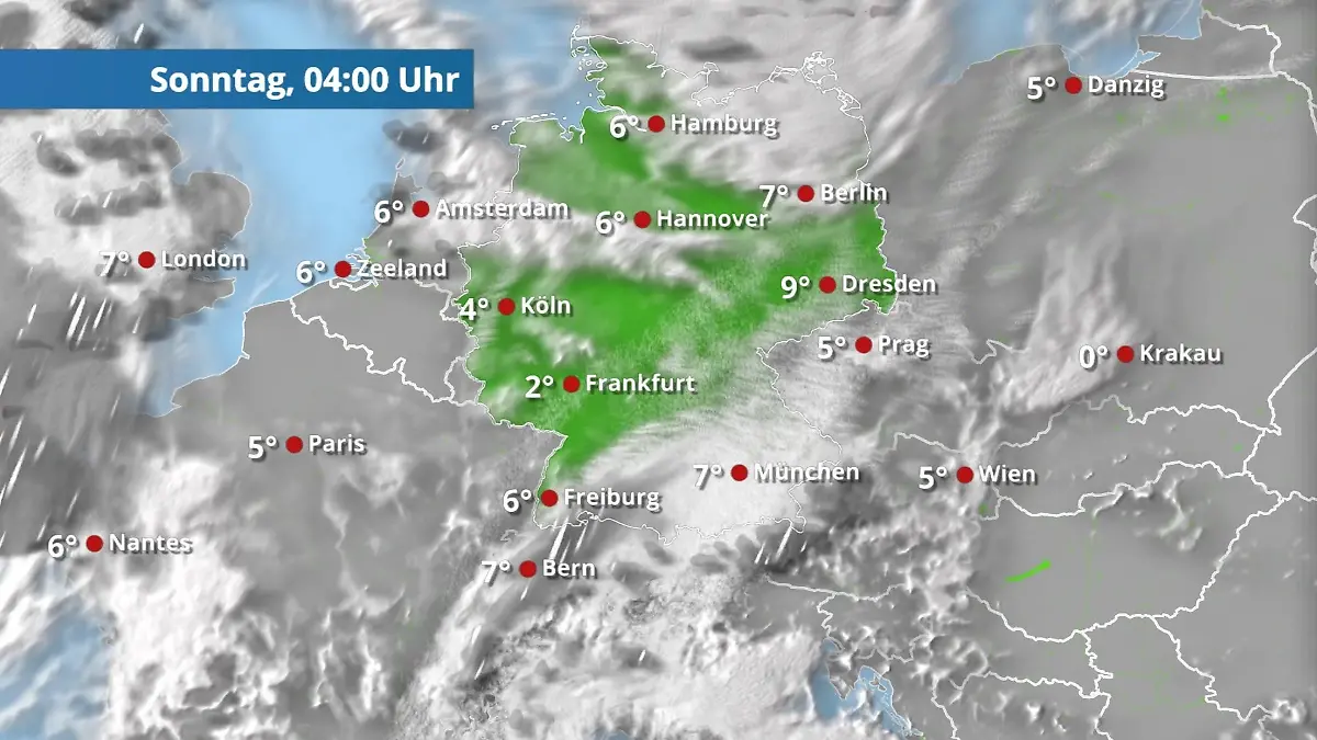 Prognose vom 28. Februar Der Regen- und Wolkenfilm für 48 Stunden