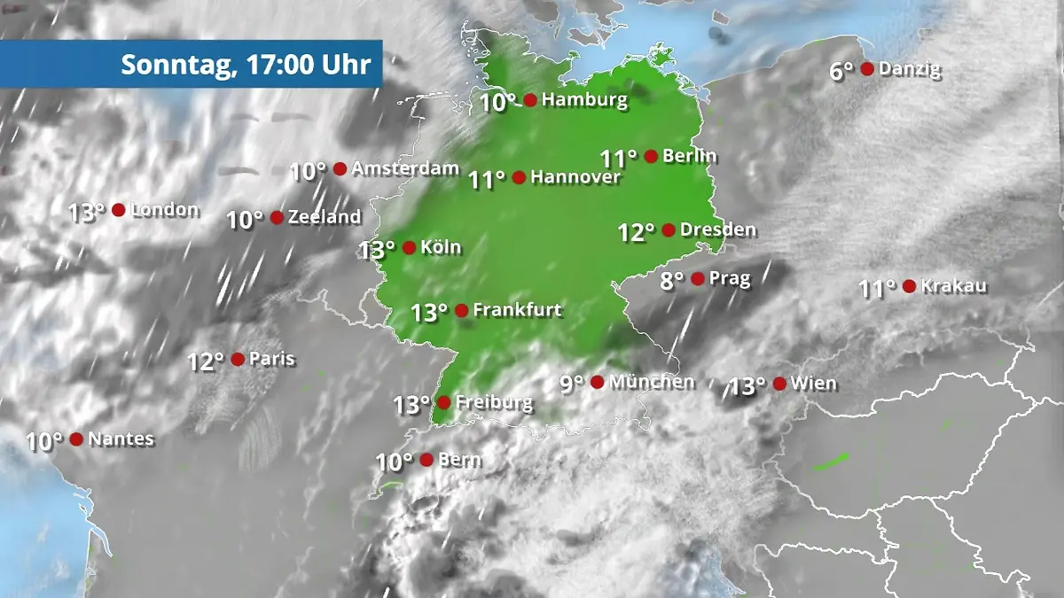 Prognose vom 1. März Der Regen- und Wolkenfilm für 48 Stunden