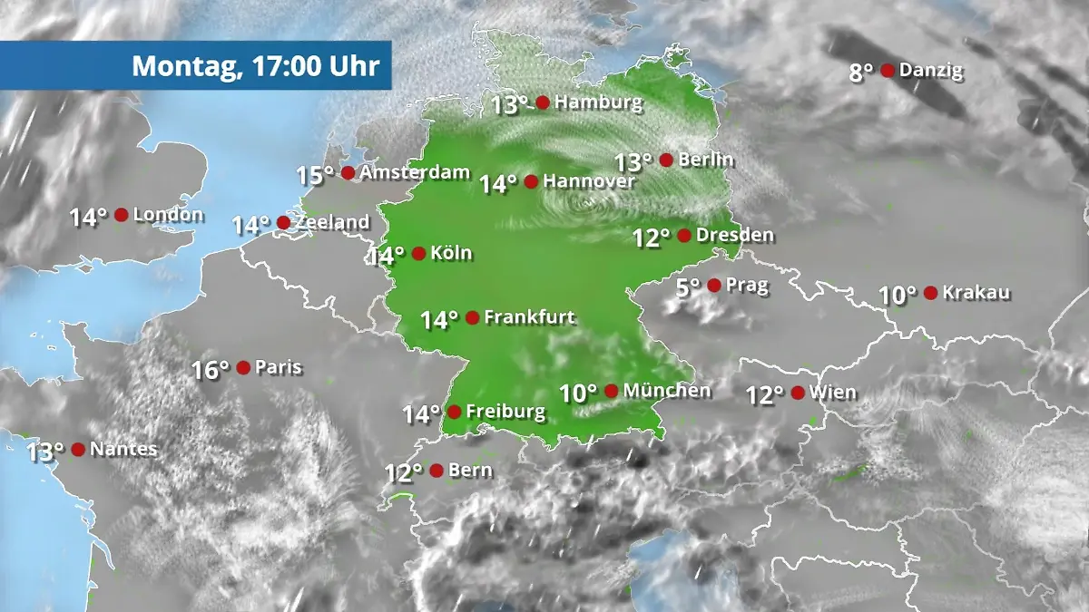 Prognose vom 2. März Der Regen- und Wolkenfilm für 48 Stunden