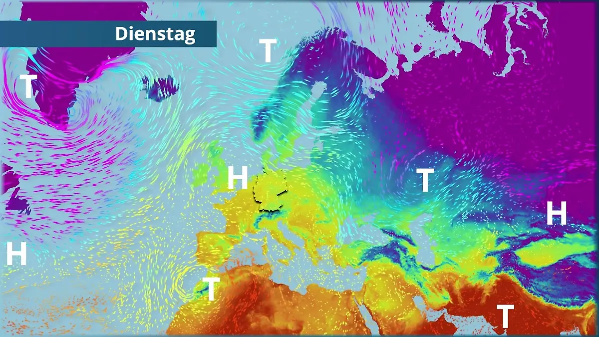 Prognose vom 2. März Der Strömungsfilm für Europa für 5 Tage