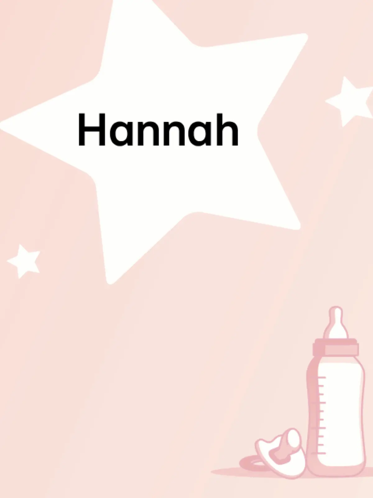 Schriftzug des Vornamens Hannah auf rosa Hintergrund mit Sternen