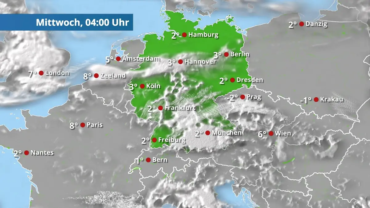 Prognose vom 3. März Der Regen- und Wolkenfilm für 48 Stunden