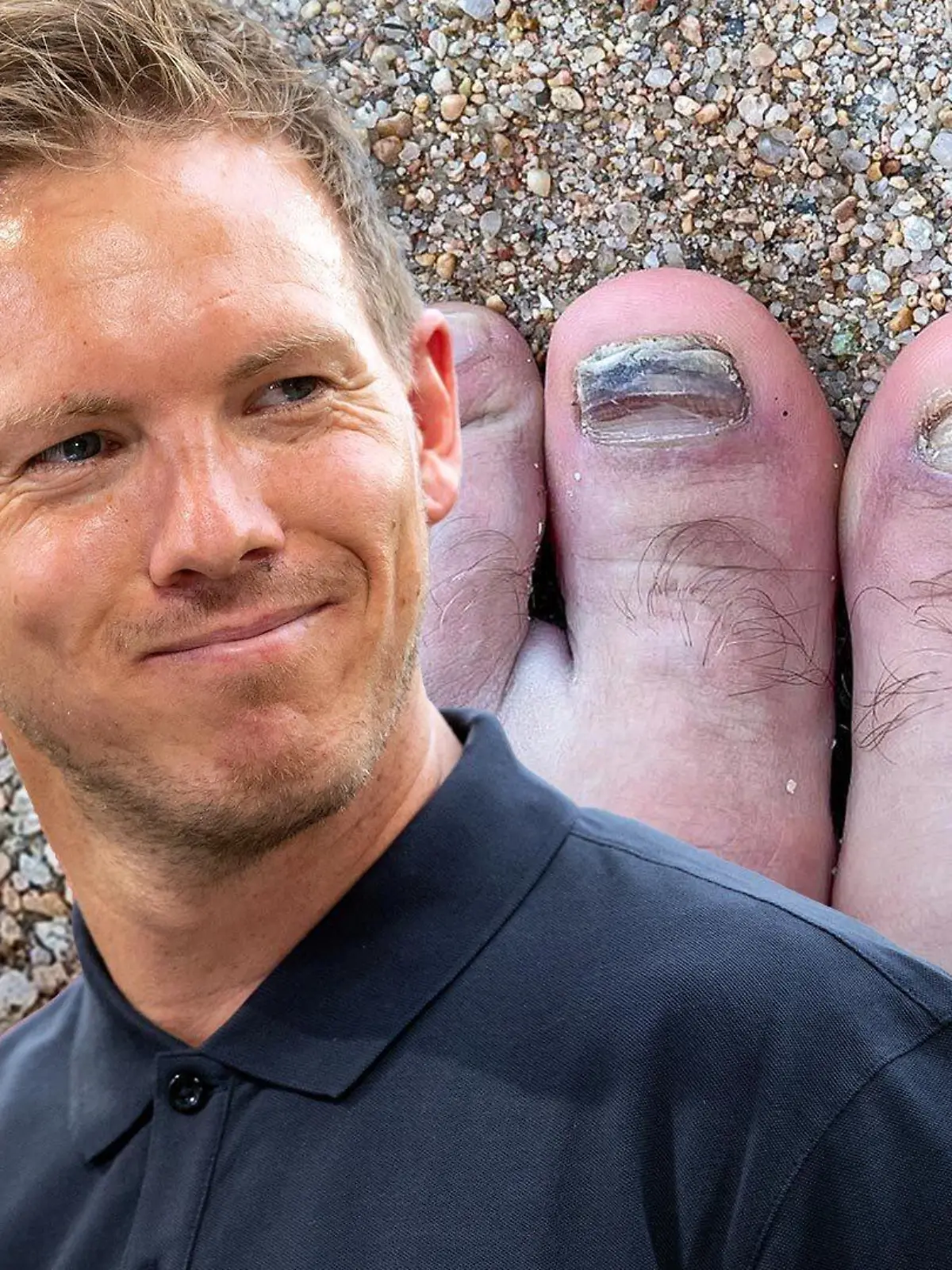 Julian Nagelsann und die Füße von Thomas Müller.