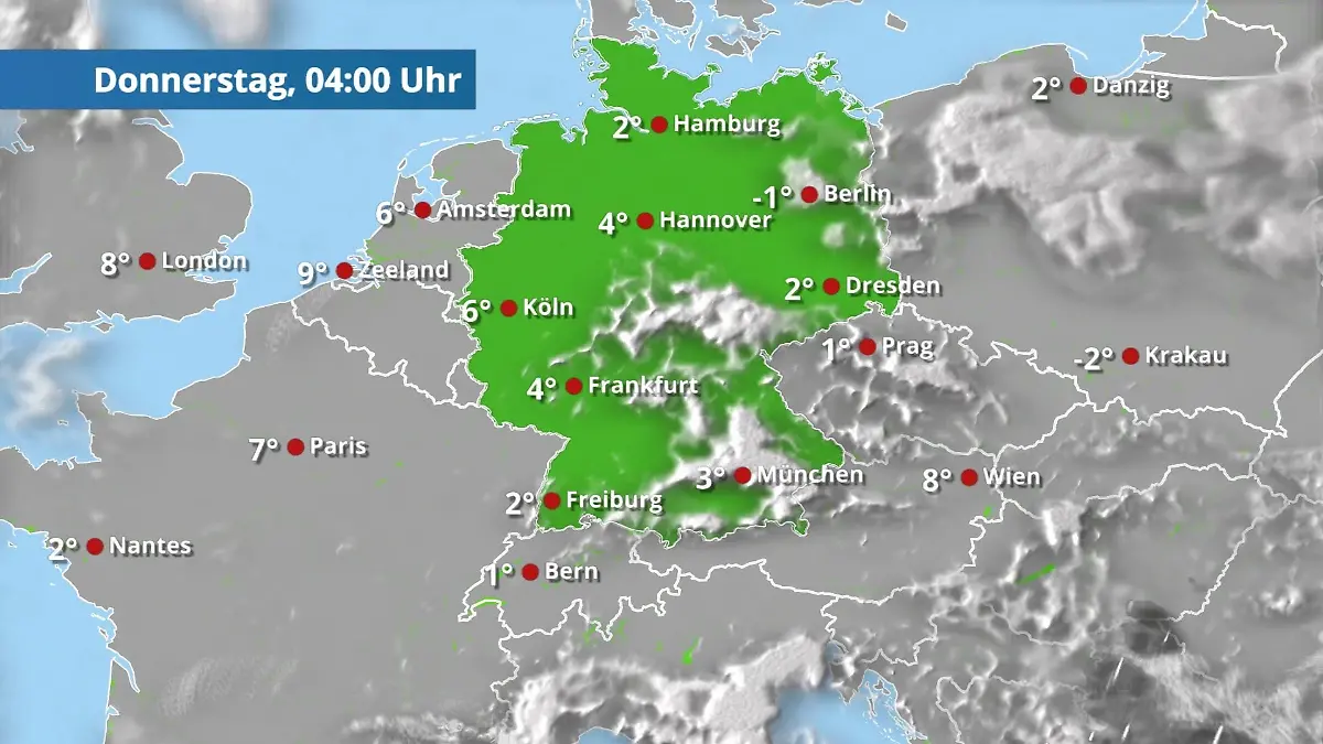 Prognose vom 4. März Der Regen- und Wolkenfilm für 48 Stunden