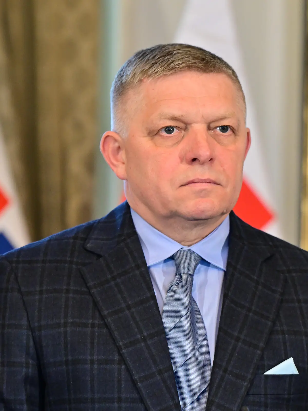 From left Czech PM Andrej Babis (not seen) and Slovak Prime Minister Robert Fico (photo) give a news conference after their meeting during Andrej Babis first official trip abroad after his appointment, in Bratislava, Slovakia, January 8, 2026. (CTK Photo/Vaclav Salek)