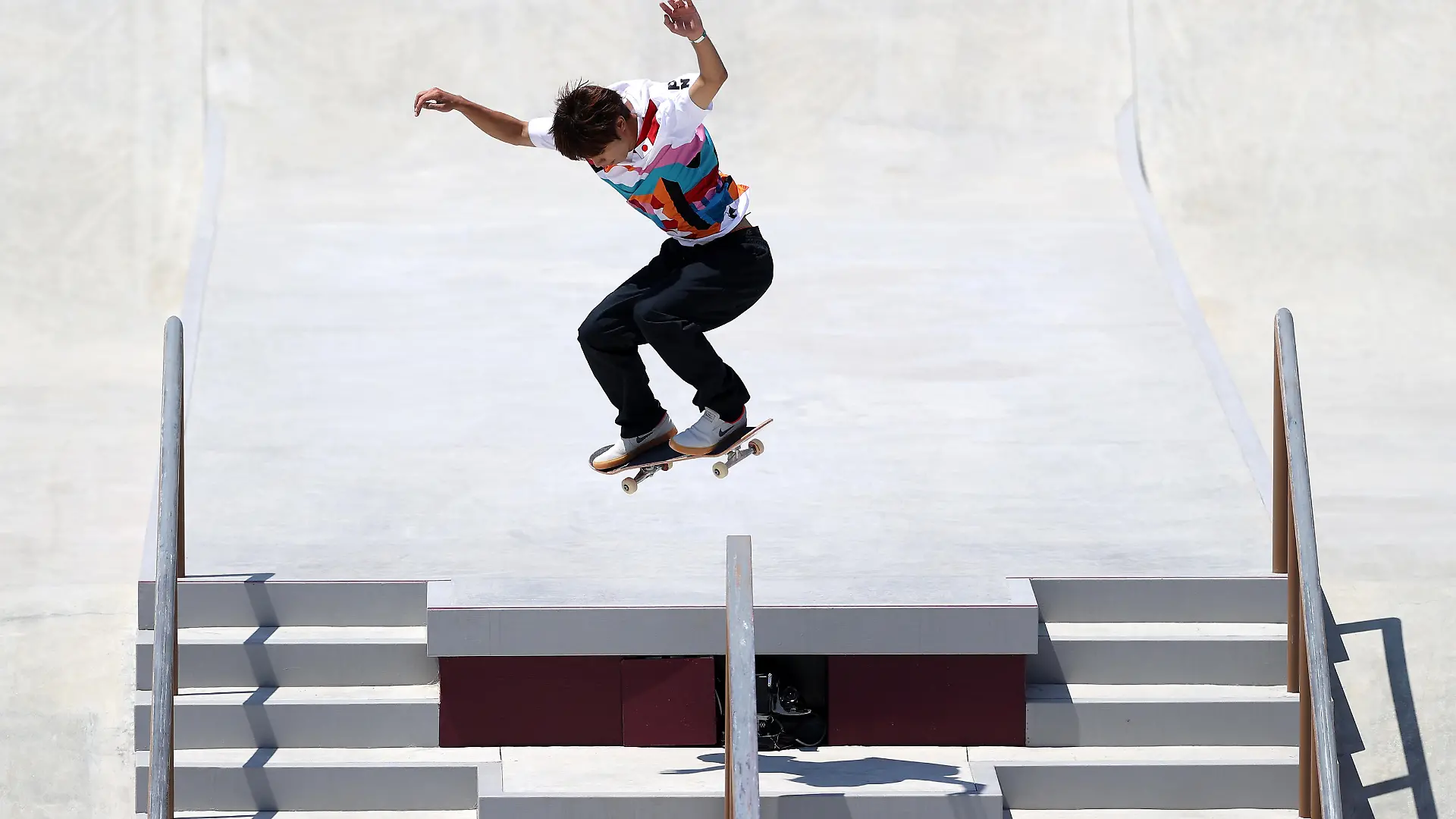 TOKYO, JAPAN - JULY 25: Yuto Horigome of Team Japan competes in the Skateboarding Men's Street Finals on day two of the Tokyo 2020 Olympic Games at Ariake Urban Sports Park on July 25, 2021 in Tokyo, Japan. (Photo by Dan Mullan/Getty Images)