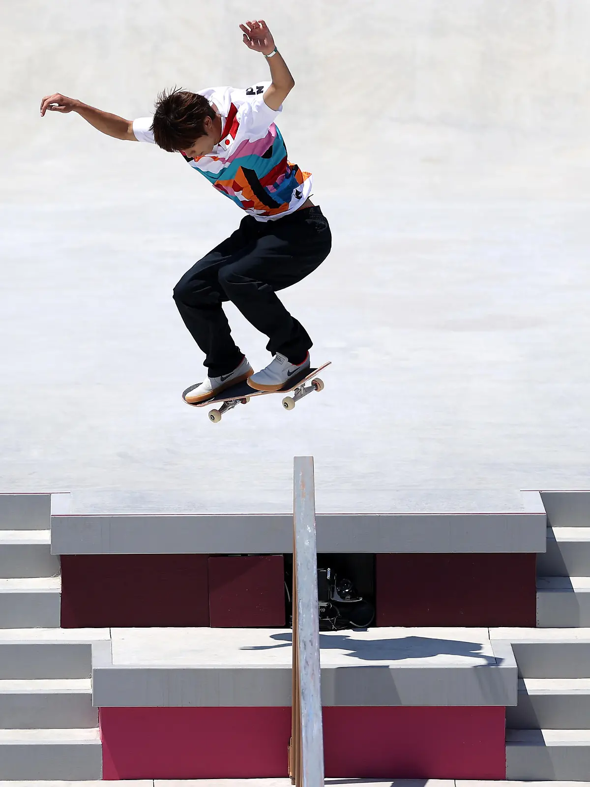 TOKYO, JAPAN - JULY 25: Yuto Horigome of Team Japan competes in the Skateboarding Men's Street Finals on day two of the Tokyo 2020 Olympic Games at Ariake Urban Sports Park on July 25, 2021 in Tokyo, Japan. (Photo by Dan Mullan/Getty Images)
