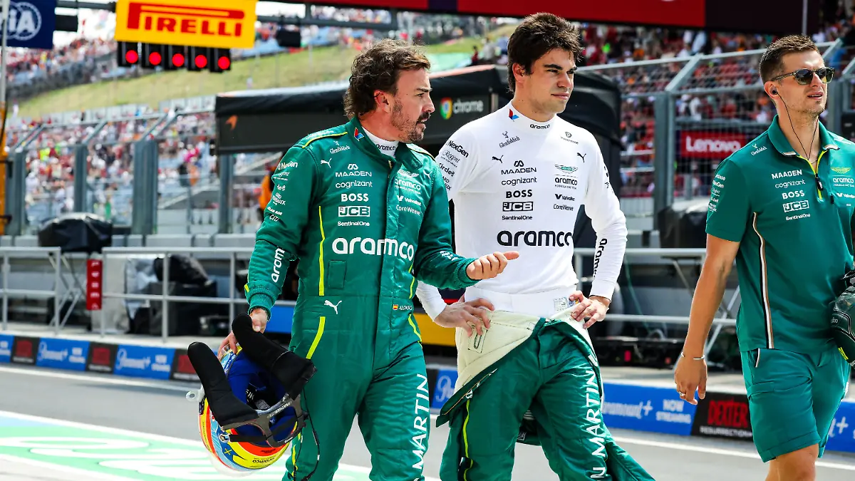 #14 Fernando Alonso (ESP, Aston Martin Aramco F1 Team), #18 Lance Stroll (CAN, Aston Martin Aramco F1 Team), F1 Grand Prix of Hungary at Hungaroring on August 2, 2025 in Budapest, Hungary. (Photo by HOCH ZWEI)