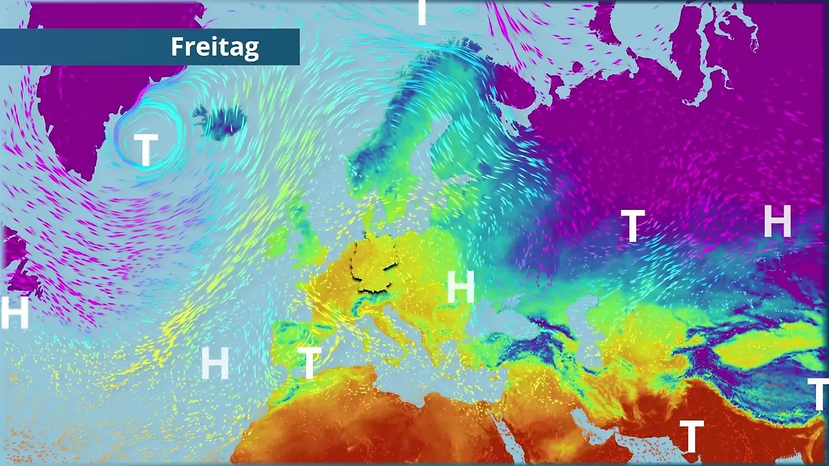 Prognose vom 5. März Der Strömungsfilm für Europa für 5 Tage