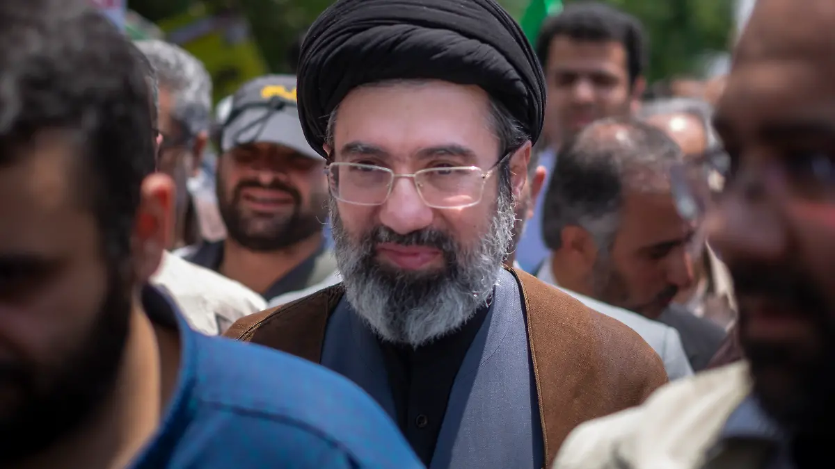 May 31, 2019 file photo shows, Son of Iranâs Supreme Leader Ayatollah Ali Khamenei, Mojtaba Khamenei, attends a demonstration to mark Jerusalem day in Tehran. (Photo by Morteza Nikoubazl/NurPhoto)