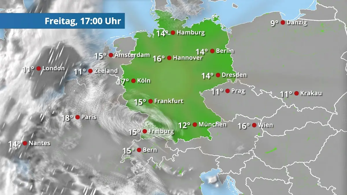 Prognose vom 6. März Der Regen- und Wolkenfilm für 48 Stunden