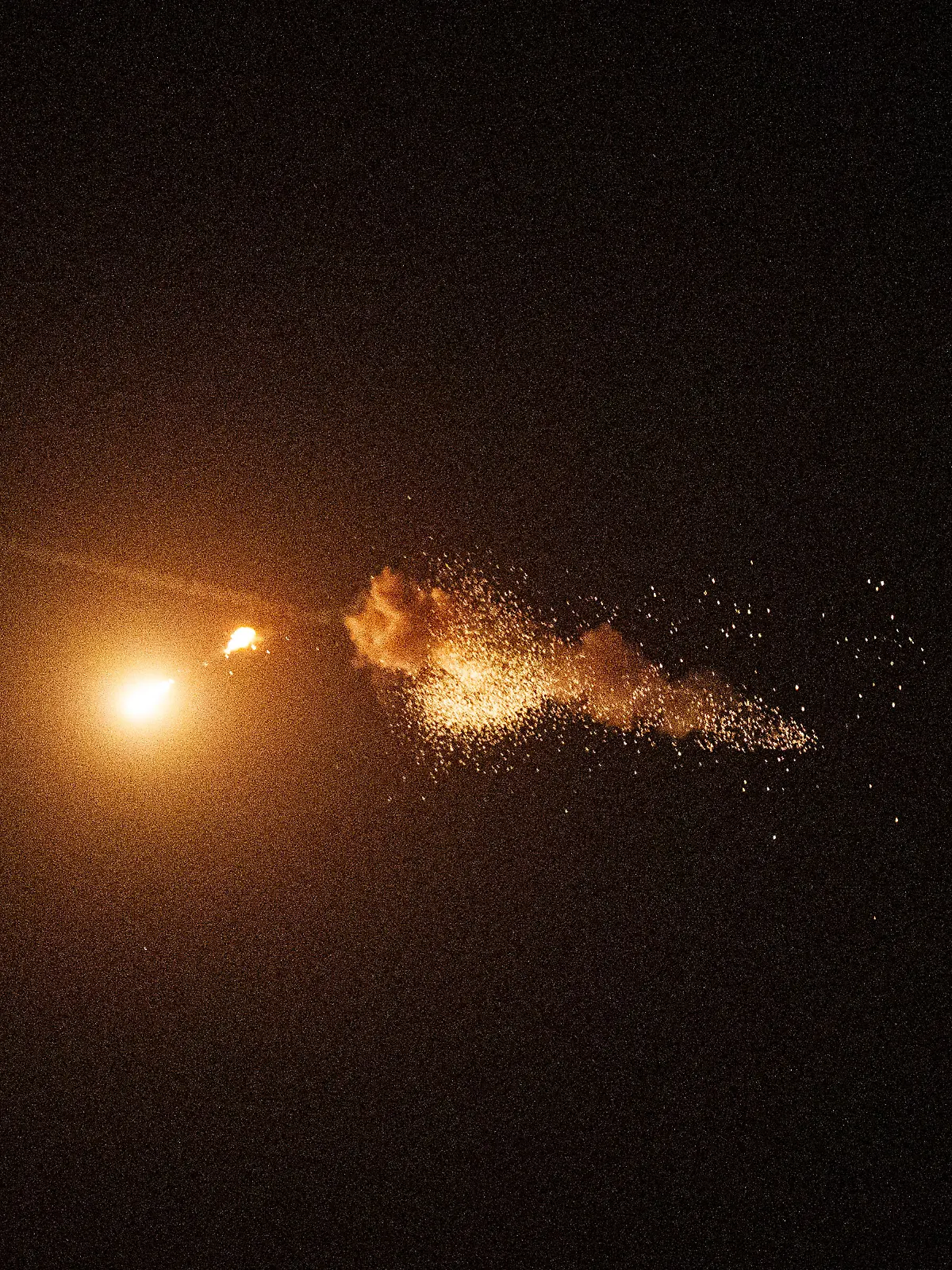 FILE - Ukrainian air defenses intercept a Shahed drone during a Russia aerial attack on Kyiv, Ukraine, on Saturday, Sept. 7, 2024. (AP Photo/Evgeniy Maloletka, File)