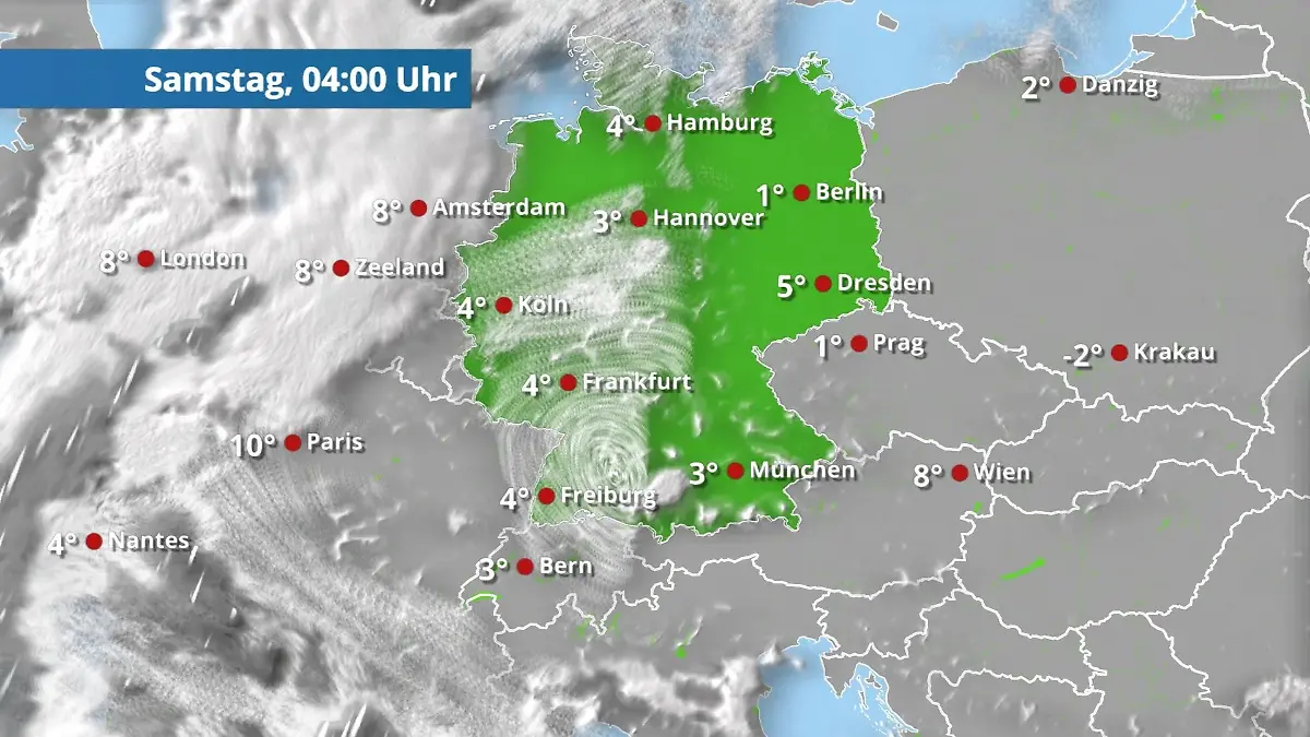 Prognose vom 6. März Der Regen- und Wolkenfilm für 48 Stunden