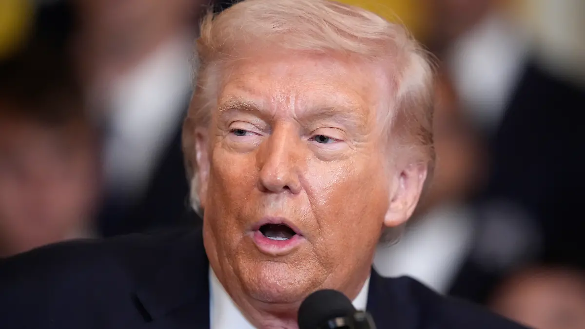 President Donald Trump speaks at an event to honor the 2025 Major League Soccer champions Inter Miami CF in the East Room of the White House, Thursday, March 5, 2026, in Washington. (AP Photo/Alex Brandon)