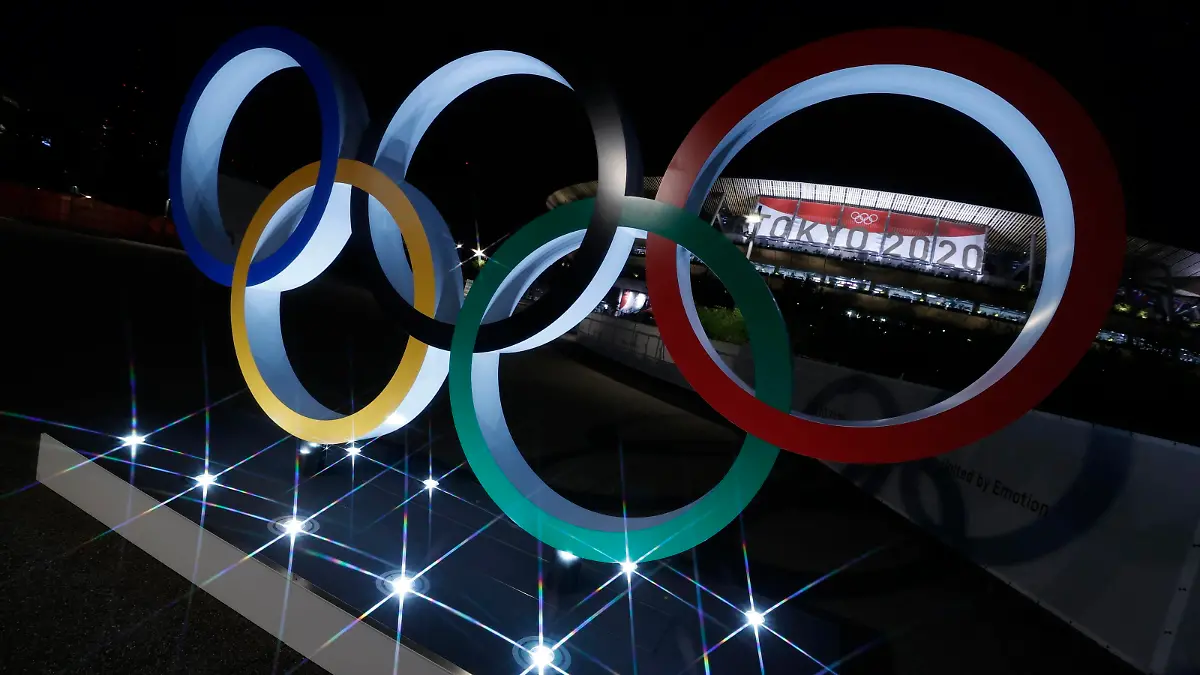 A view of Olympic symbols next to Olympic Stadium before the beginning of the Tokyo 2020 Olympic Games, Olympische Spiele, Olympia, OS opening ceremony, in Tokyo, Japan, 23 July 2021. Tokyo 2020 Olympic Games ACHTUNG: NUR REDAKTIONELLE NUTZUNG PUBLICATIONxINxGERxSUIxAUTxONLY Copyright: xEnricxFontcubertax EVE573 20210723-bb4d5775169b24530c946c1fa0d5f1f7815273ed