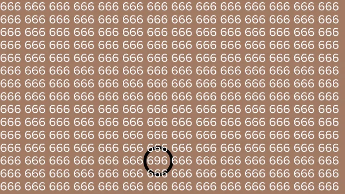 Kniffliges Suchbild. Hier ist die Auflösung. Da ist sie ja! Zwischen all den 666 hat sich die Zahl 696 versteckt.