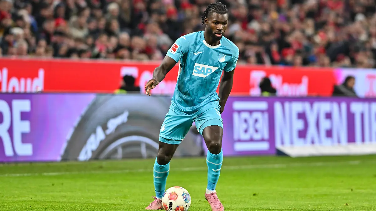 MUNICH, GERMANY - 08. FEBRUARY: am Ball Ihlas BEBOU (Hoffenheim 9) / Einzelfoto / Freisteller während dem Bundesligamatch zwischen dem FC FC Bayern Munich und der TSG 1899 Hoffenheim am 21. Spieltag in der Allianz Arena / DFL REGULATIONS PROHIBIT ANY USE OF PHOTOGRAPHS AS IMAGE SEQUENCES AND/OR QUASI-VIDEO