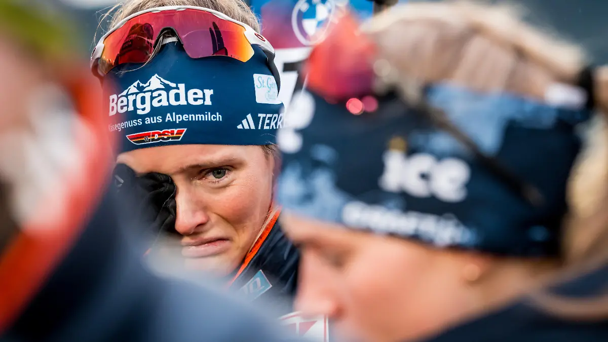 Sad Marlene Fichtner of Germany after the Biathlon World Cup race (mixed doubles relay), Nove Mesto na Morave, Czech Republic, January 24, 2026. (CTK Photo/Jaroslav Svoboda)