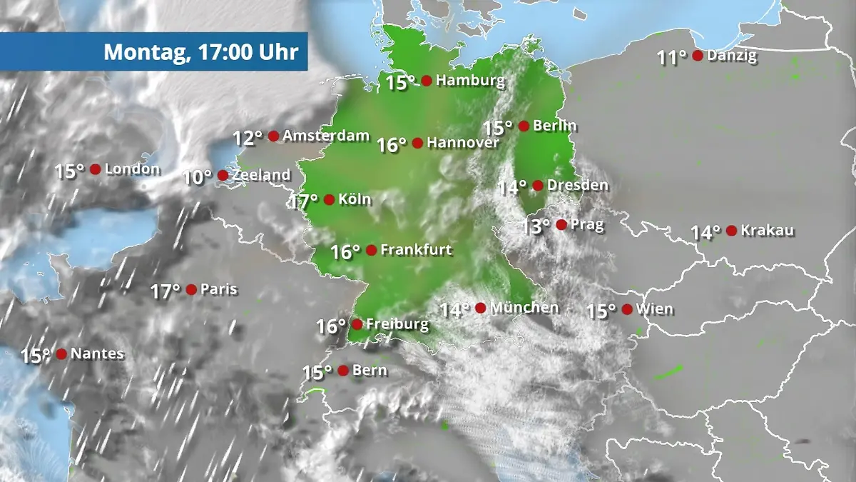 Prognose vom 9. März Der Regen- und Wolkenfilm für 48 Stunden
