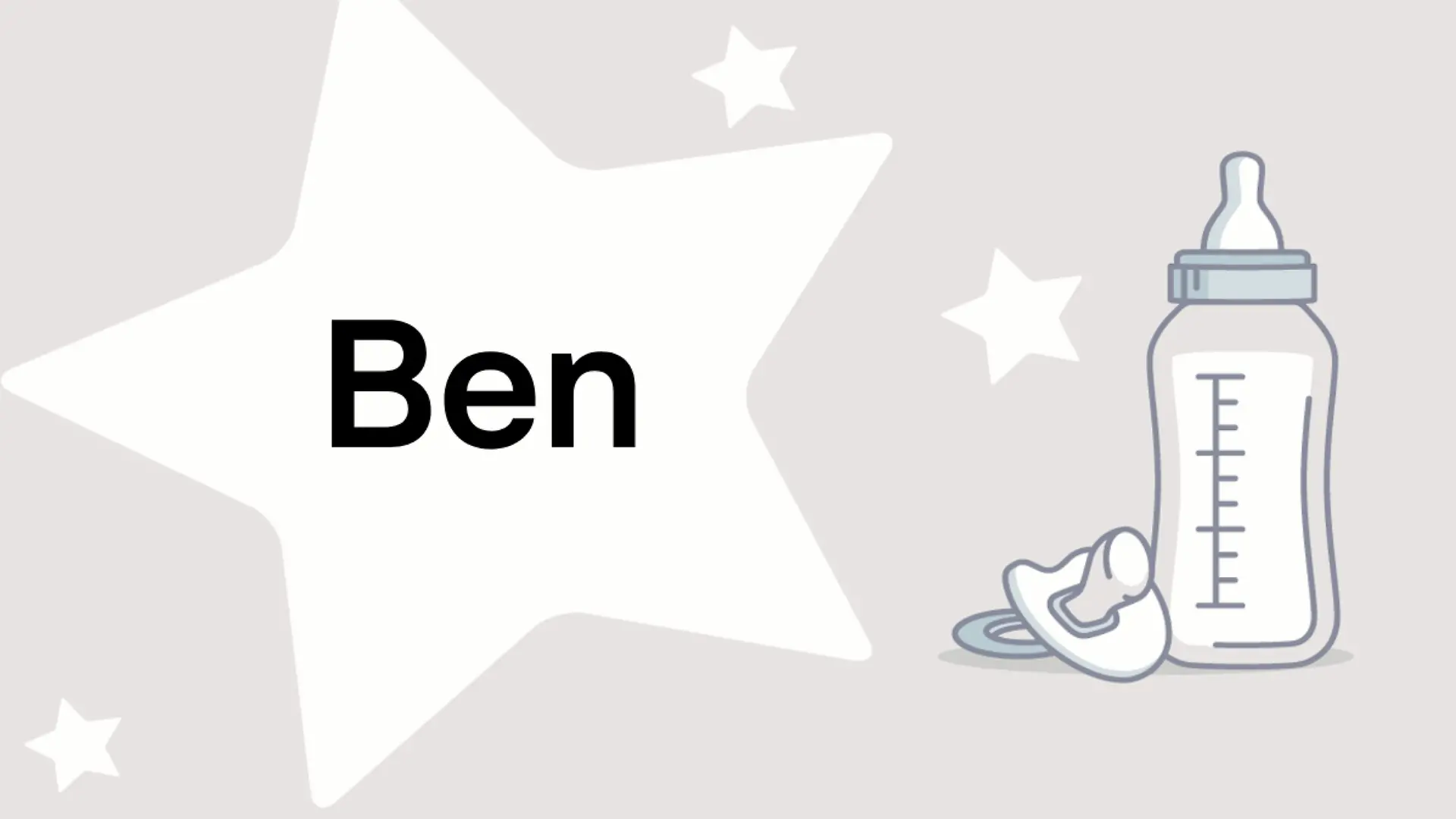Schriftzug des Vornamens Ben auf grauem Hintergrund mit Sternen