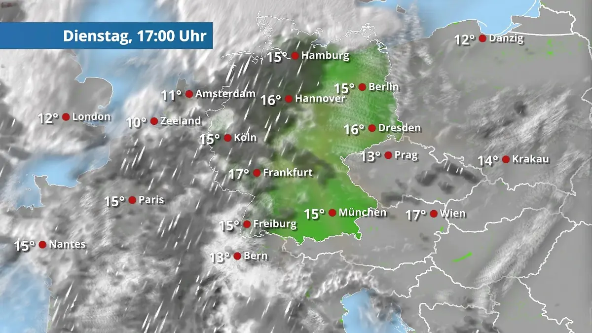 Prognose vom 10. März Der Regen- und Wolkenfilm für 48 Stunden