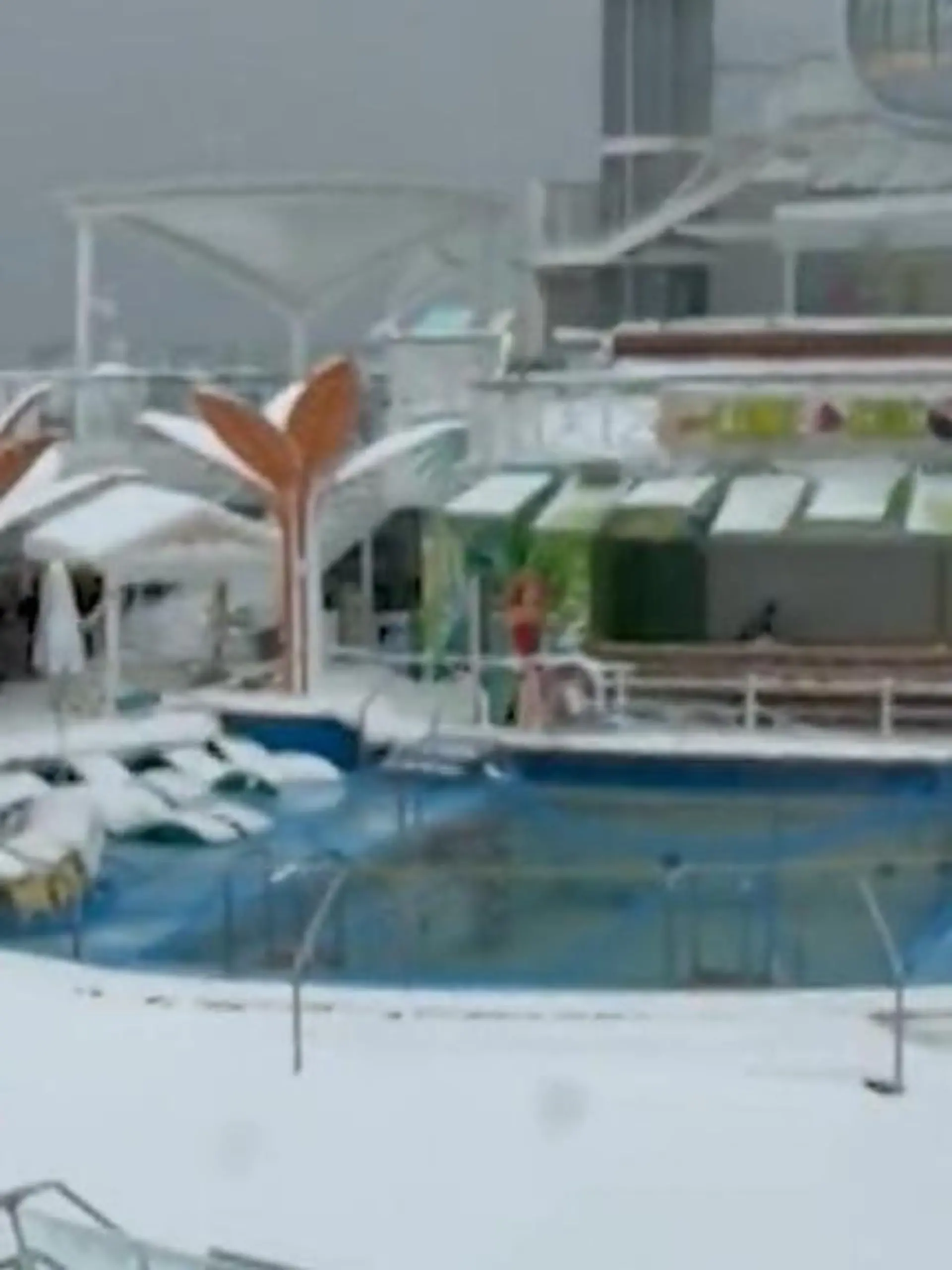 Bild zu: "Schneemassen auf dem Sonnendeck! Wintersturm legt Kreuzfahrtschiff lahm"