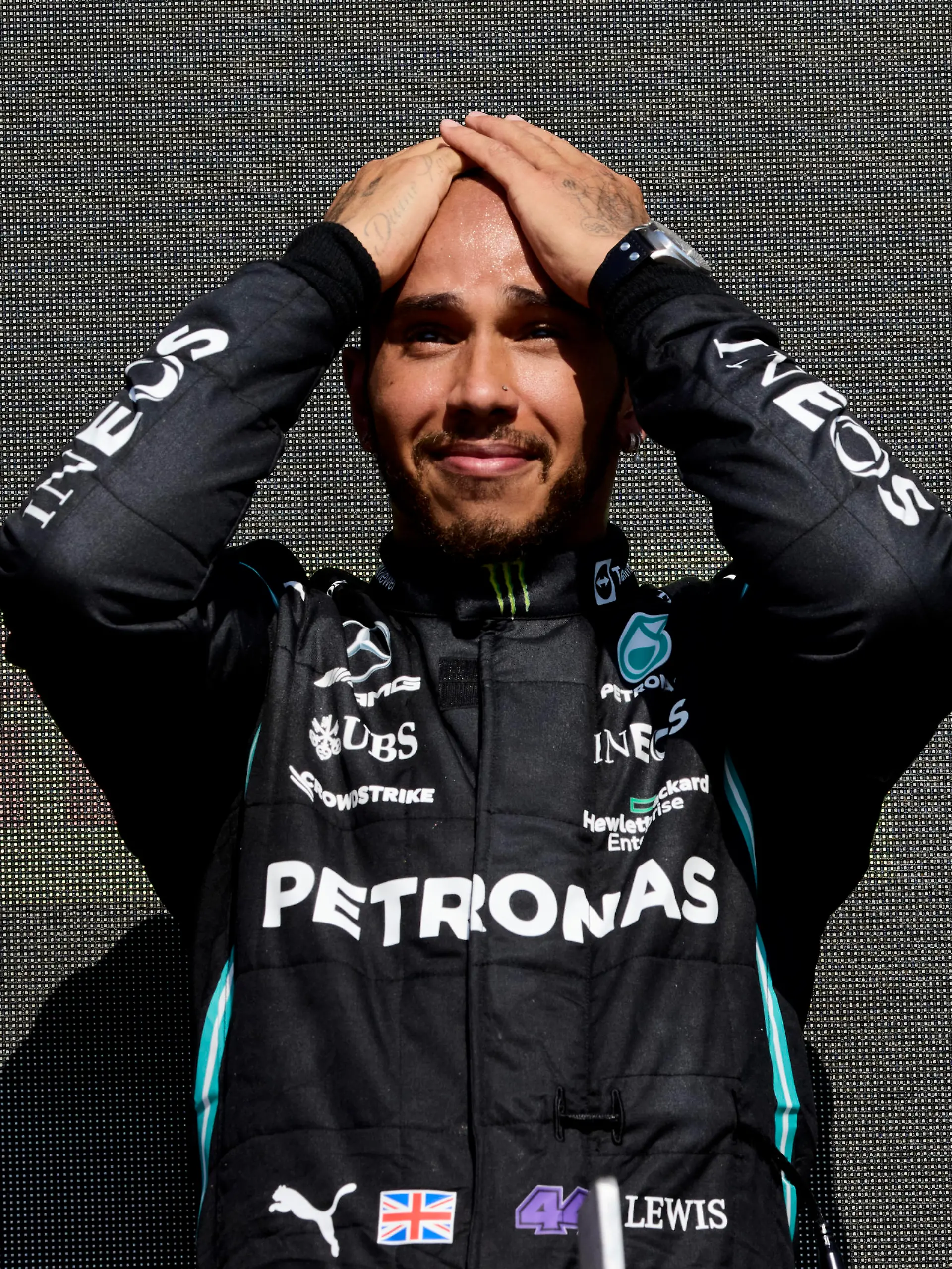 F1 Grand Prix of Great Britain 44 Lewis Hamilton GBR, Mercedes-AMG Petronas F1 Team, F1 Grand Prix of Great Britain at Silverstone Circuit on July 18, 2021 in Silverstone, United Kingdom. Photo by Steve Etherington for Mercedes-Benz Grand Prix Ltd./Daimler AG/FIA Pool via HOCH ZWEI Silverstone United Kingdom *** F1 Grand Prix of Great Britain 44 Lewis Hamilton GBR, Mercedes AMG Petronas F1 Team , F1 Grand Prix of Great Britain at Silverstone Circuit on July 18, 2021 in Silverstone, United Kingdom Photo by Steve Etherington for Mercedes Benz Grand Prix Ltd Daimler AG FIA Pool via HOCH ZWEI Silverstone United Kingdom Poolfoto HOCH ZWEI/Pool/Daimler AG ,EDITORIAL USE ONLY