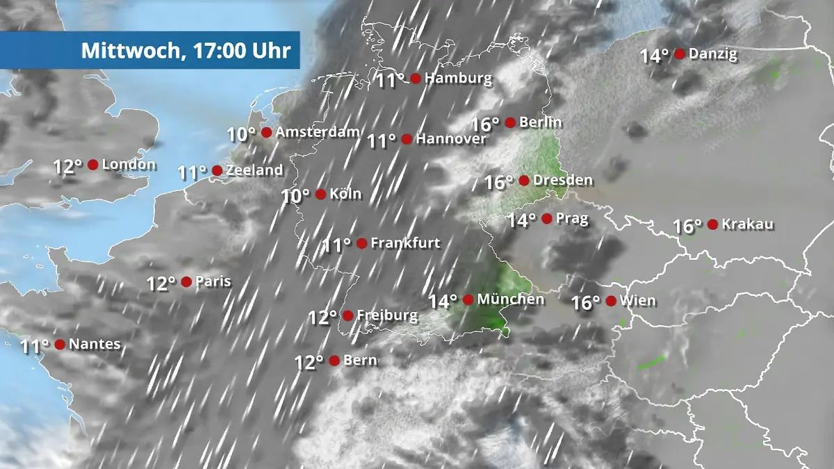 Prognose vom 11. März Der Regen- und Wolkenfilm für 48 Stunden