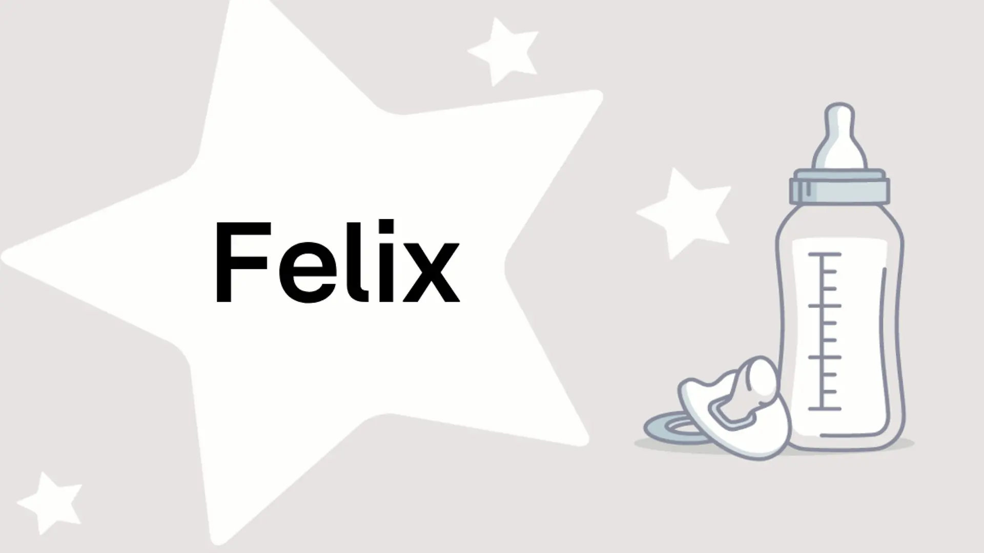 Schriftzug des Vornamens Felix auf grauem Hintergrund mit Sternen