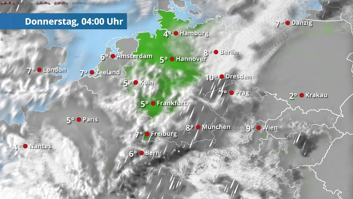 Prognose vom 11. März Der Regen- und Wolkenfilm für 48 Stunden