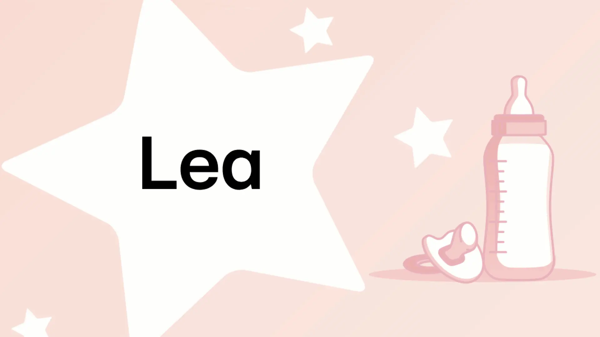 Schriftzug des Vornamens Lea auf rosa Hintergrund mit Sternen