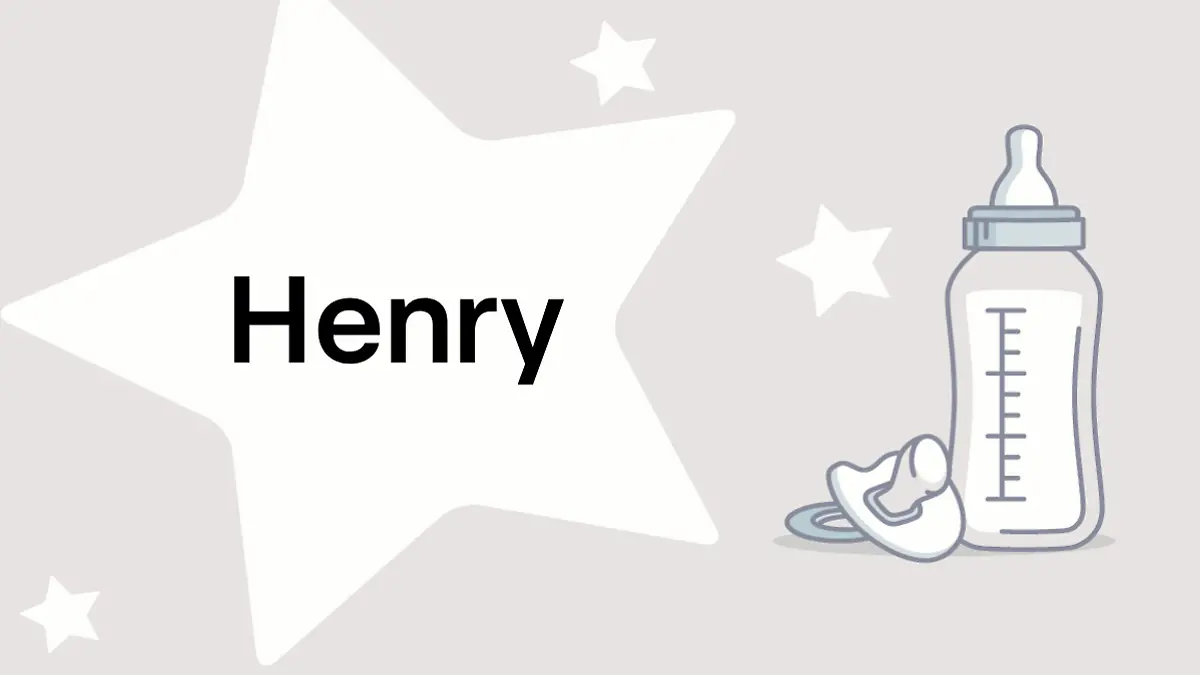 Schriftzug des Vornamens Henry auf grauem Hintergrund mit Sternen