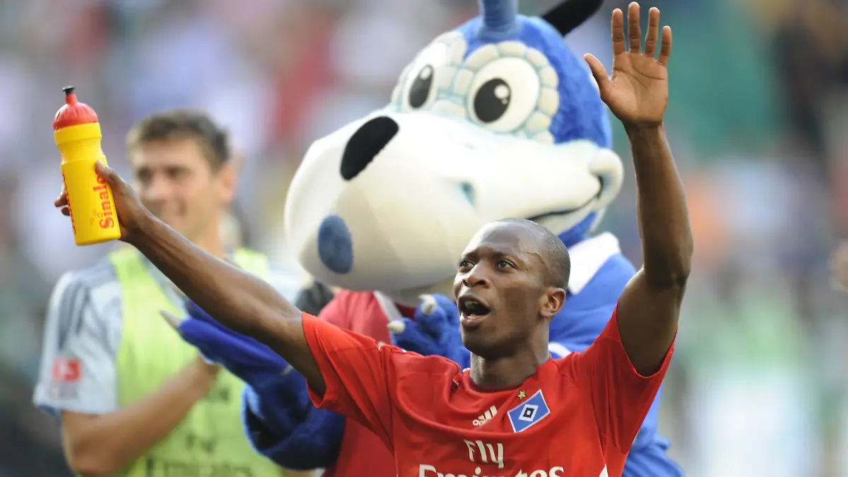 Romeo CASTELEN (Hamburg), Jubel, Sieg, Freude, Fussball 1. Bundesliga, VfL Wolfsburg - Hamburger SV, Ergebnis 2:4, am 23.08.2009 in Wolfsburg, Liga1&Spieltag3&Saison0910