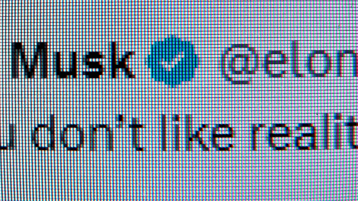 Ein blauer Haken verifiziert den Twitter-Acoount von E. Musk als echt. Twitter hat mit der nächsten Neuerung bei seinen Verifikations-Symbolen den Nutzen der einst hilfreichen Zeichen weiter entwertet. Der Unterschied zwischen den früher nach einer Prüfung an prominente Nutzer vergebenen Häkchen und den neuen Bezahl-Symbolen ohne eine echte Verifizierung ist in der Nacht zum 03.04.2023 komplett verwischt worden. +++ dpa-Bildfunk +++