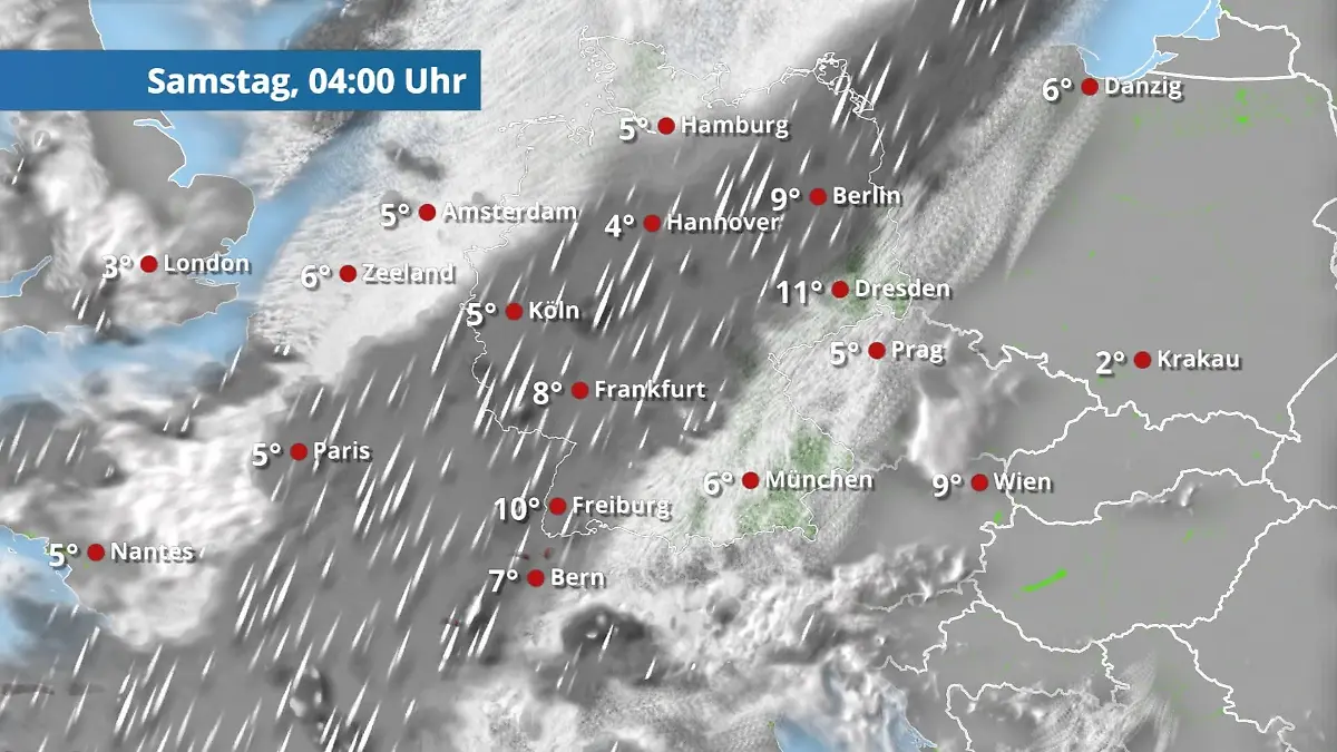 Prognose vom 13. März Der Regen- und Wolkenfilm für 48 Stunden