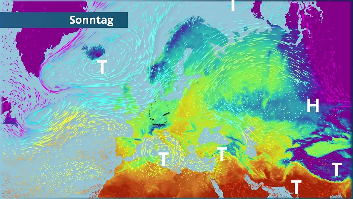Prognose vom 14. März Der Strömungsfilm für Europa für 5 Tage