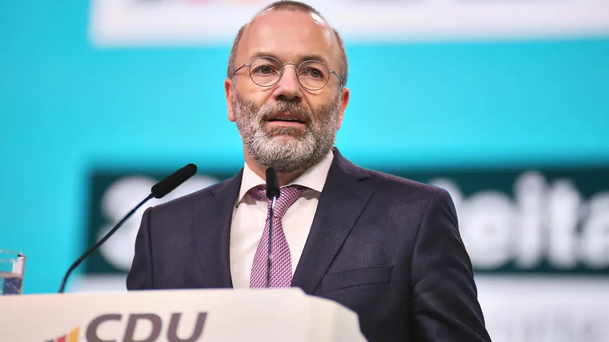 Stuttgart, Baden-Württenberg, Deutschland, 21.02.2026: Messehalle: 38. Bundesparteitag der CDU Deutschlands: Manfred Weber, EVP und CSU *** Stuttgart, Baden Württenberg, Germany, 21 02 2026 Exhibition Hall 38 Federal Party Conference of the CDU Germany Manfred Weber, EPP and CSU Copyright: xdtsxNachrichtenagenturx dts_107832