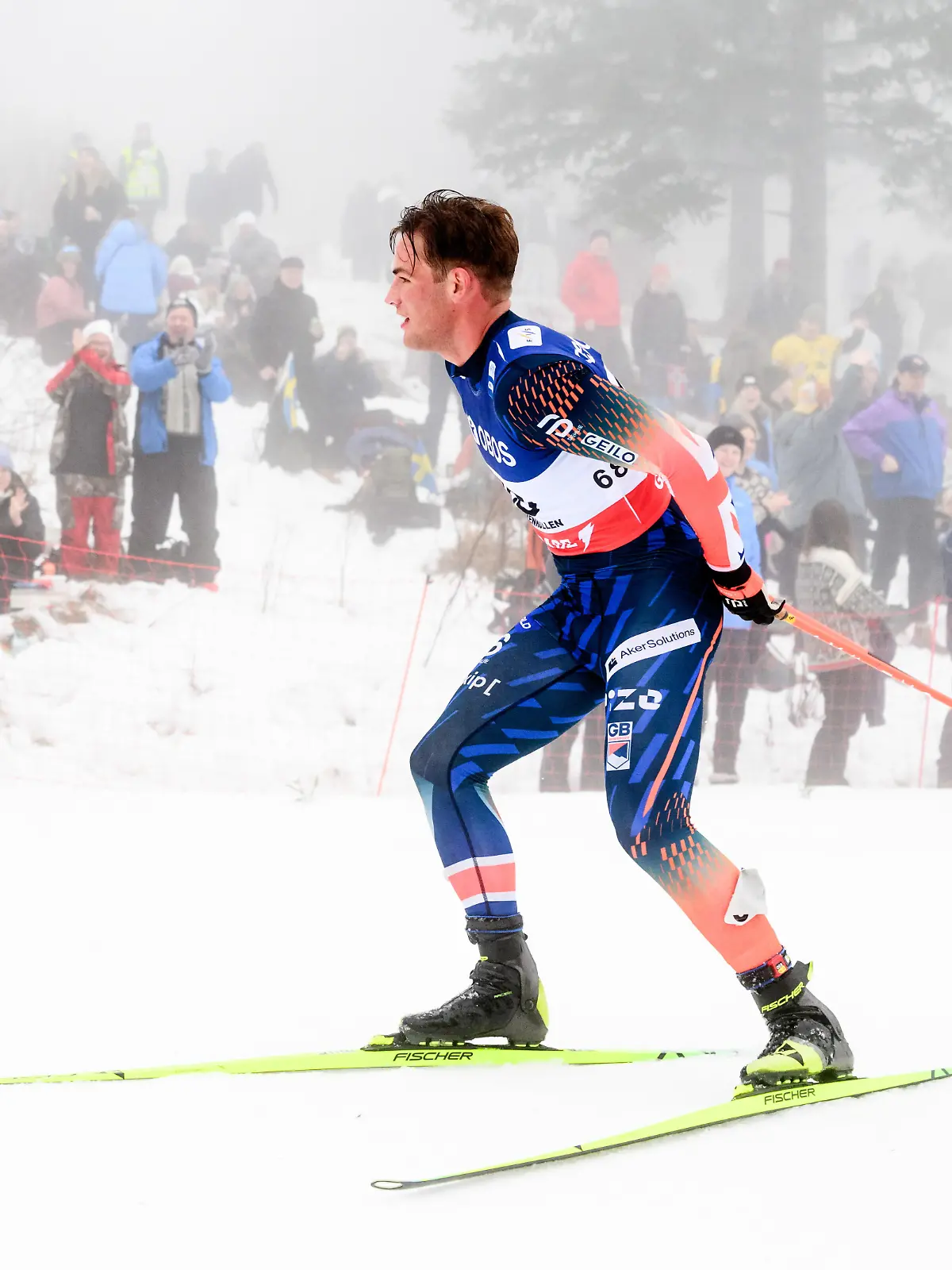 260314 Gabriel Gledhill of Great Britain competes in men's 50 km free technique mass start during the FIS Cross-Country World Cup on March 14, 2026 in Oslo. Photo: Jon Olav Nesvold / BILDBYRÅN / COP 217 / JE0132 skidor cross-country skiing langrenn fis world cup holmenkollen bbeng