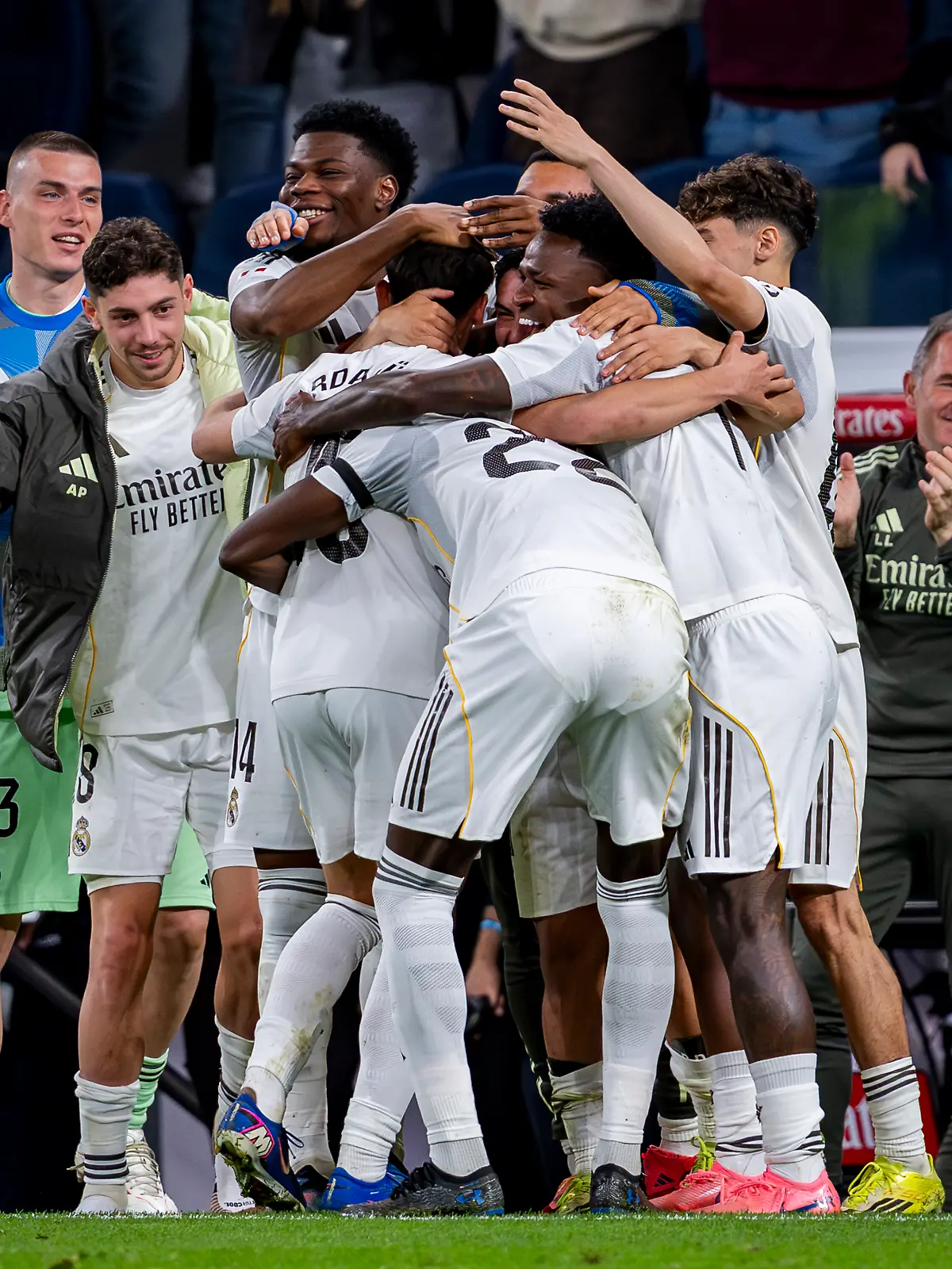 March 14, 2026, Madrid, Madrid, Spain: Arda Guler of Real Madrid (L) celebrates his goal with his teammates during the LaLiga EA Sports football match between Real Madrid CF v Elche CF at Estadio Bernabeu in Madrid, Spain, on March 14, 2026. (Credit Image: © Alberto Gardin/ZUMA Press Wire