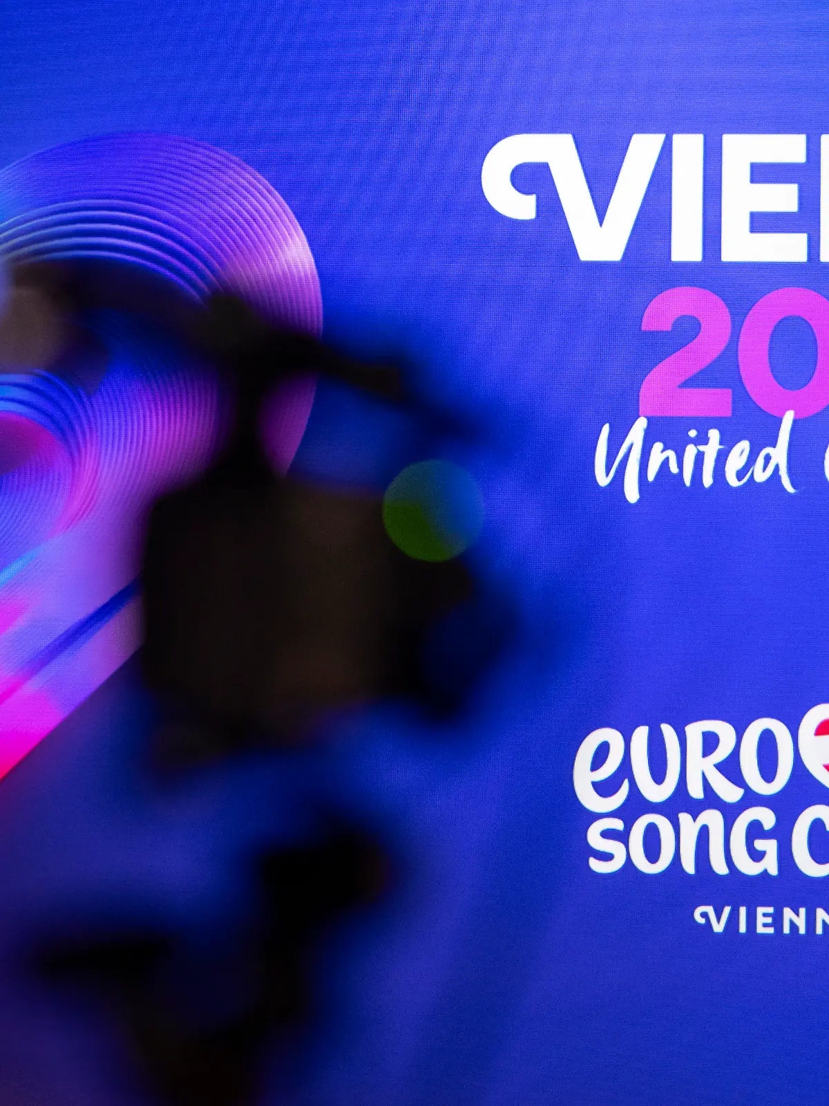 Das Logo von "Vienna 2026 United by Music" bei der Videopremiere des Schweizer "ESC"-Songs von Veronica Fusaro fuer den 70. "Eurovision Song Contest", am Mittwoch, 11. Maerz 2026 in Zuerich. (KEYSTONE/Andreas Becker)
